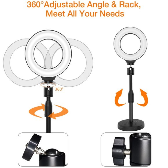 JEEMAX 6" LED Ring Light Kit with Stand Dimmable 6000K For Makeup Phone Camera - Picture 3 of 6